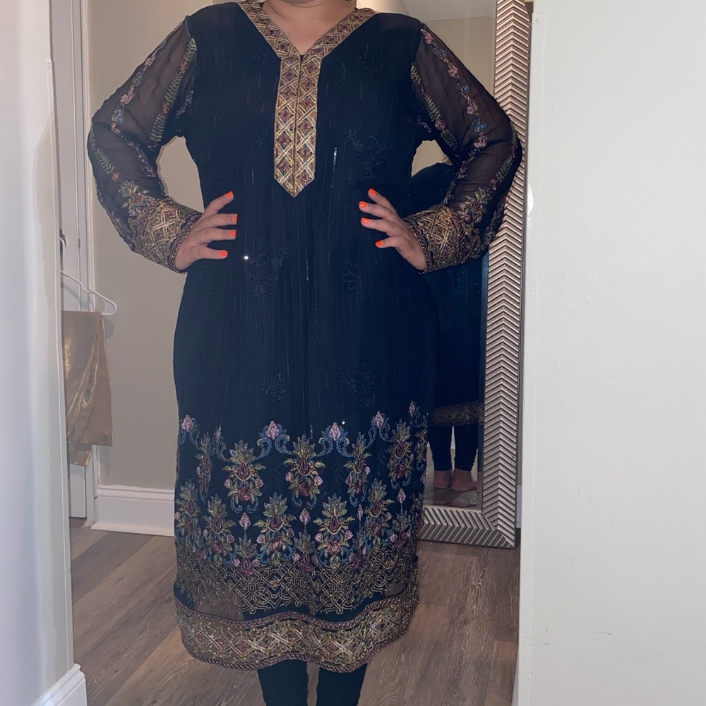 Pakistani Black Attire 3 Piece